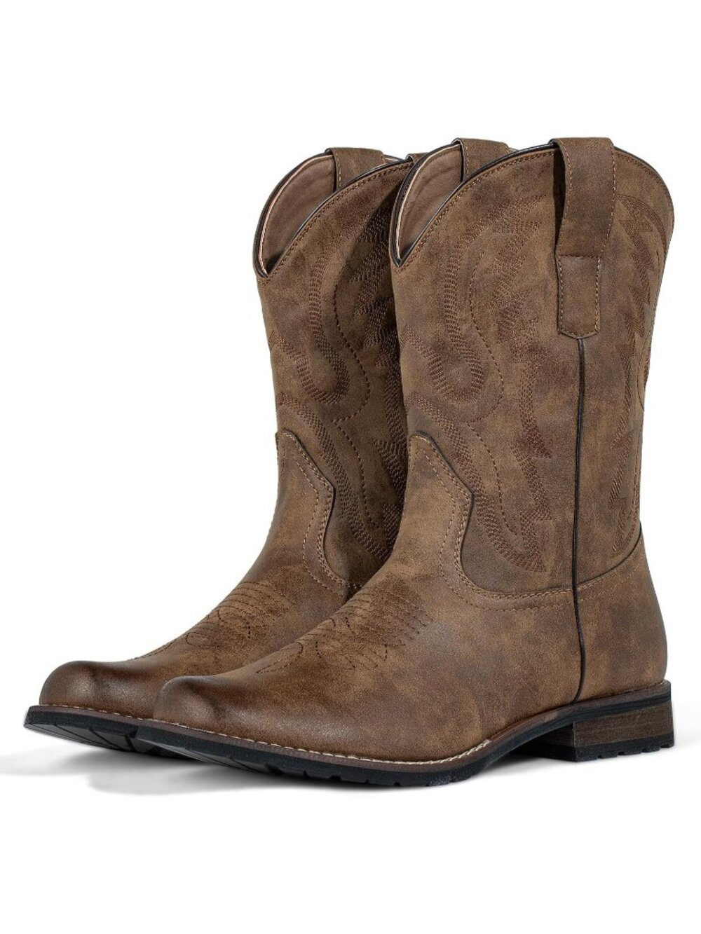Men’s Round Toe Cowboy Boots Western Riding Boots